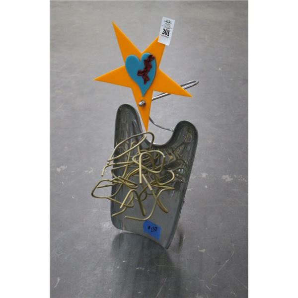Richard Roehl Sculptured 3' Blue Heart on Star On Top