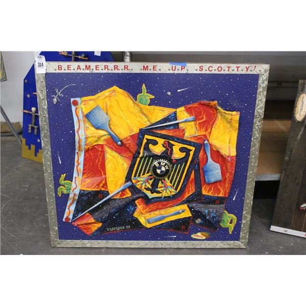 Richard Roehl Sculptured Wall Art Bimmer Me Scottie - 36"  X  36"