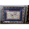 Image 1 : Richard Roehl Framed Art Frank Goldstein Wolf w/Razor Blade Trim - 20"  X  24"