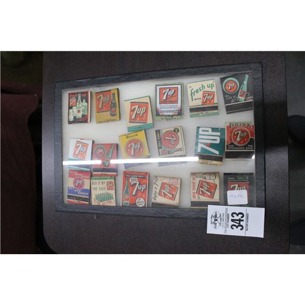 Shadowbox Display w/Vintage 7Up Match Books