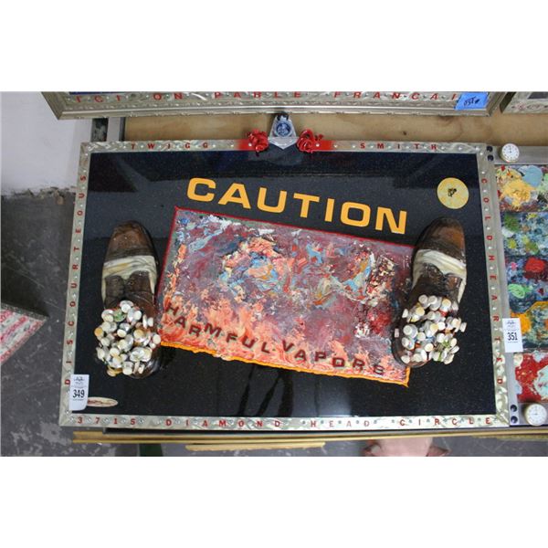 Richard Roehl Sculptured Wall Art Caution Harmful Vapors - 30"  X  36"