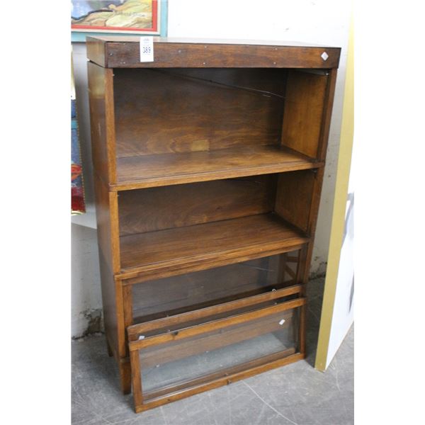 Antique Triple Barrister Bookcase Footed