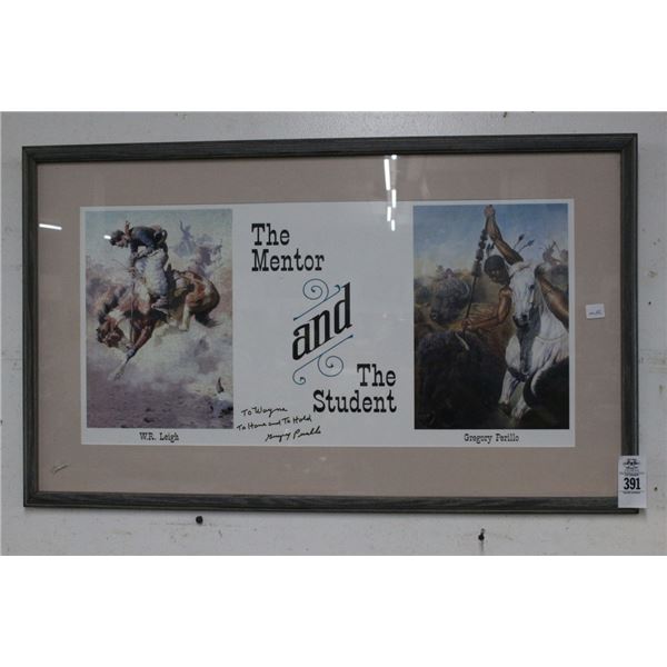 Framed Western Wall Art The Mentor and The Student Signed Parello