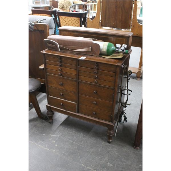 Footed Mahogany 14 Compartment Storage Cabinet w/Upper