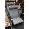 Image 1 : Grey Padded Black Trim Spring Armchairs - Pair