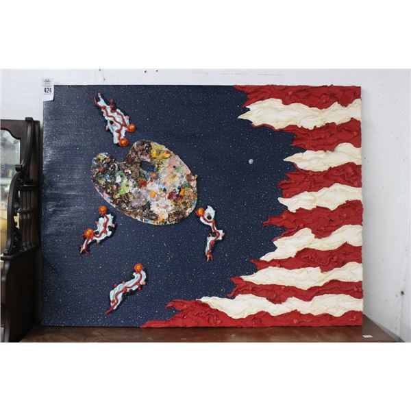 Richard Roehl Sculptured Wall Art Flag Pal-Etto - 30"  X  36"