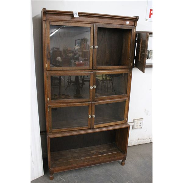 Mahogany Glass Door Hall Cabinet - 2 Panes Broken