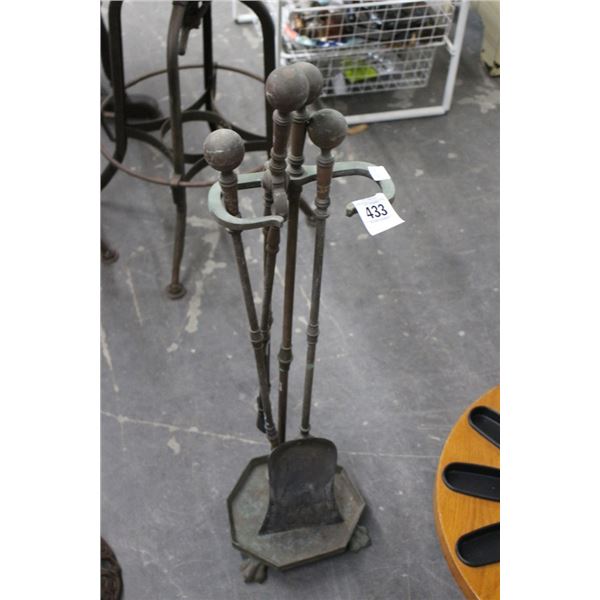 Brass Claw Foot Fireplace Poker Set