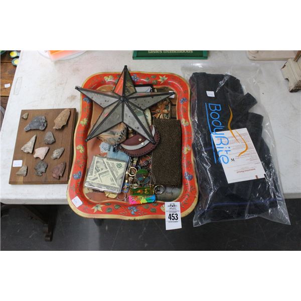 Old Spear Heads, Keychains, Star Mirror, Tray, Back Support