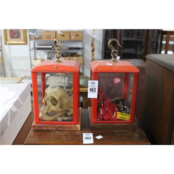 Antique Mermaid Cast Top Coin Op Candy Dispenser Bins w/Skulls, Cast Collectibles