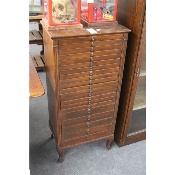 Old Footed Mahogany 21 Drawer Cabinet