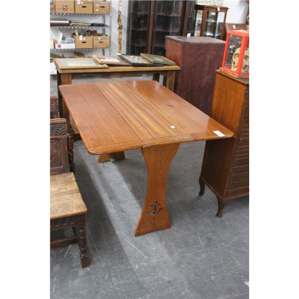 Anchor Carved Drop Leaf Dining Table