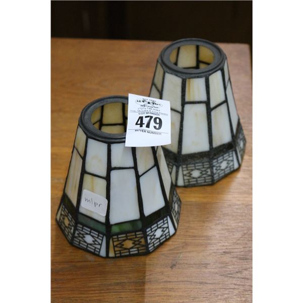 Leaded Glass Lamp Shades - Pair