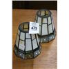 Image 1 : Leaded Glass Lamp Shades - Pair