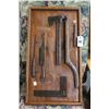 Image 1 : Old Implament Tools Framed on Plaque