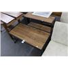 Image 2 : Metal w/Chain Trim Base Faux Oak Top Coffee/Table/Bookcase Set