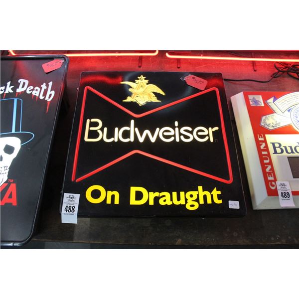 Budweiser On Draught Lighted Advertising Sign - No Shipping