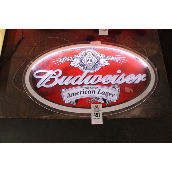 Budweiser Lighted Advertising Sign - No Shipping