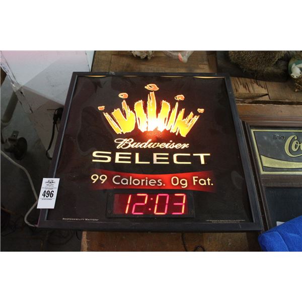 Budweiser Select Advertising Clock