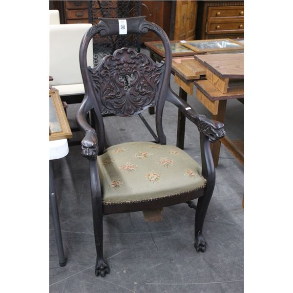 Mahogany Ornate Armchair