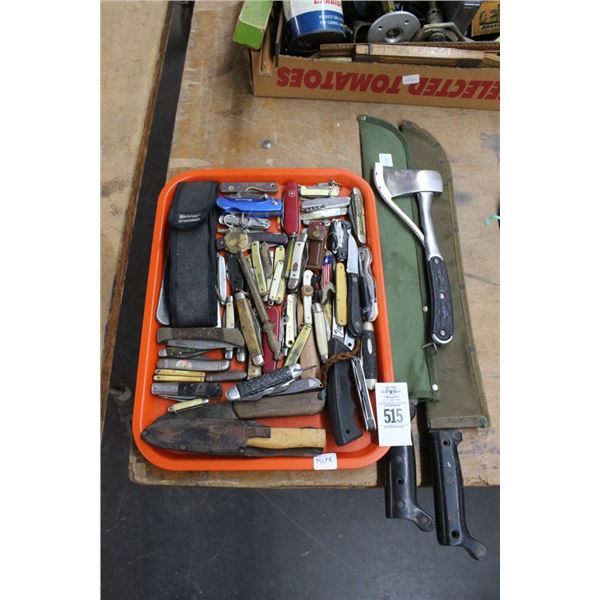 Asst. Pocket Knives, Machetes, Hand Axe