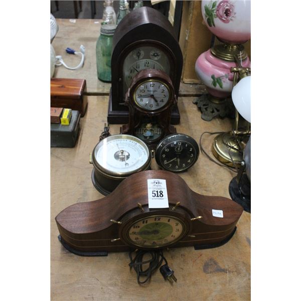 Vintage Table Top Clocks, Barometer