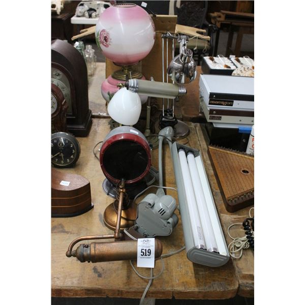 Asst. Vintage Lamps, Lighting Fixtures