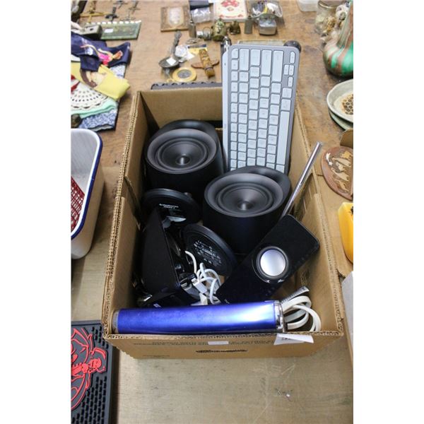 Asst. Electronics Accessories, Keyboard, Hard Drive, Speakers in Box