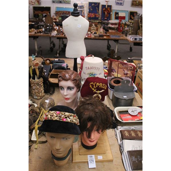 Asst. Mannequin Heads, Hats, Bust
