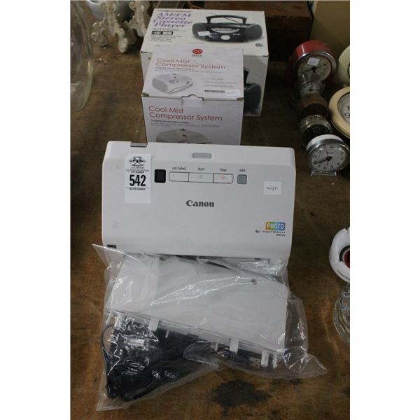 Canon Photo Printer, Coolmist Compressor System, Cassette Player