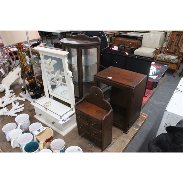 Small Vintage Vanity Mirror, Cabinets, Glass Case Display
