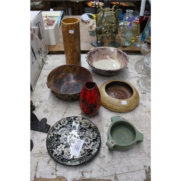 Asst. Hand Spun Clay/Ceramic Bowls, Vases