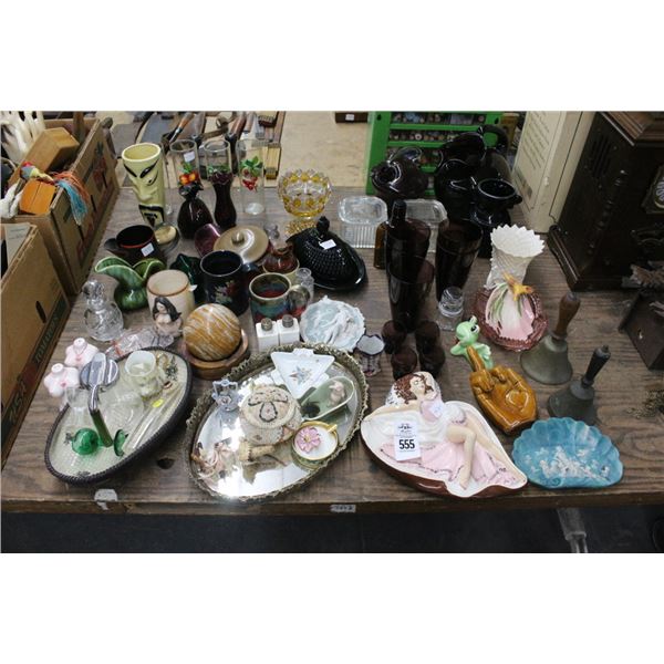 Asst. Glassware, Pitchers, S & P Shakers, Figurines