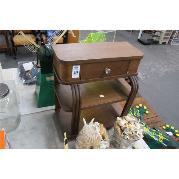Small Wood Vintage Nightstand