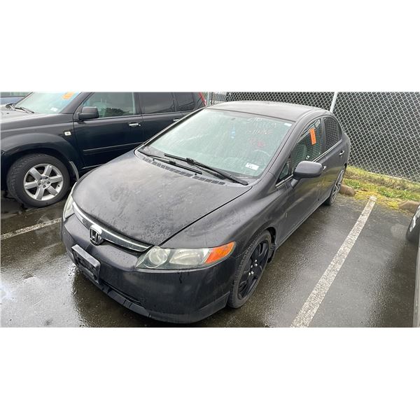 2008 HONDA CIVIC, 4DR SEDAN, BLACK, VIN 2HGFA15488H011068,