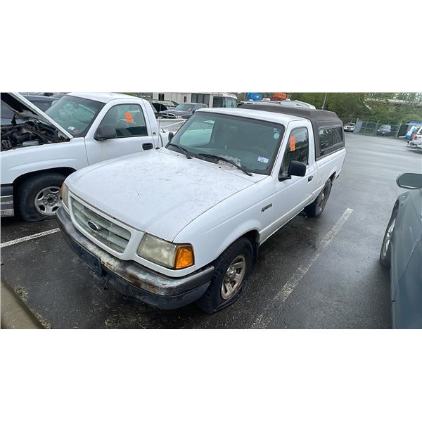 2001 FORD RANGER, 2DR PU, WHITE, VIN 1FTYR10U31PB52946,