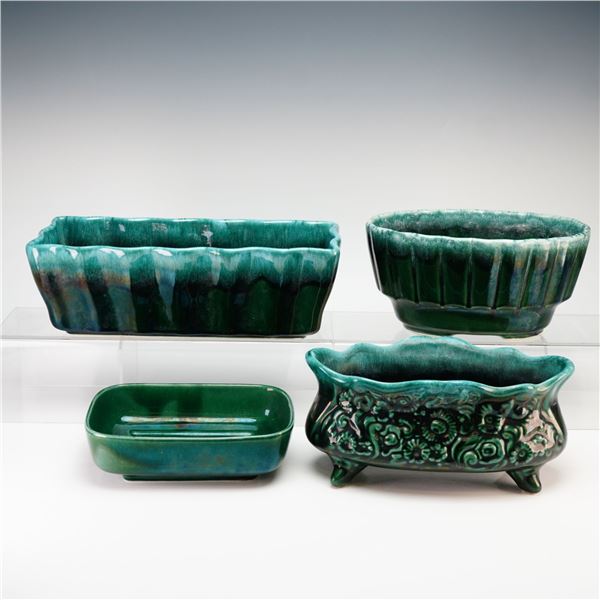 4pc Green and Blue Hull Pottery Bowls