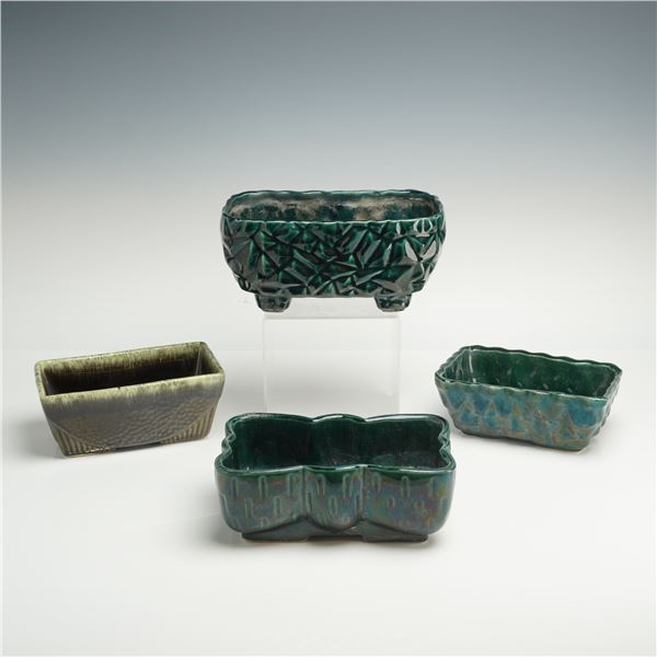 4pc Hull and Upco Green Pottery Bowls