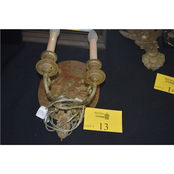 WALL SCONCE W/RELIEF PLAQUE OF CLASSICAL SCENE