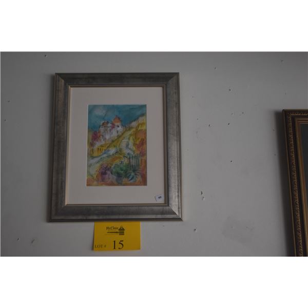 FRAMED ORIGINAL COMBINED TECHIQUE, "STAIRS"; SIGNED TATJANA PIROVIC, 2009 (12" X 14 1/2")