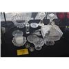 Image 1 : COLLECTION OF CUT & PRESSED CRYSTAL & GLASS SALT & PEPPERS, BOWLS, NUT DISHES, COVERED DISH, ETC. (2