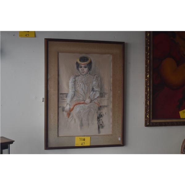 KOA FRAMED PASTEL, HAWAIIAN WOMAN; SIGNED C.H. EVANS '77 (23 1/4" X 31 1/4")