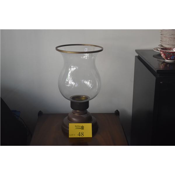 PAIR VINTAGE GLASS CANDLE LAMPS W/BRASS BASES (PAIR)