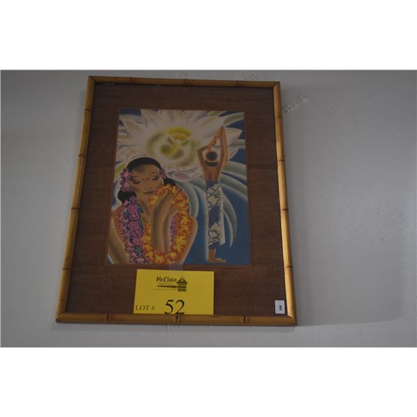 FRAMED VINTAGE PRINT, "NIGHT BLOOMING CEREUS"; FRANK MCINTOSH (12 3/4" X 16 3/4")