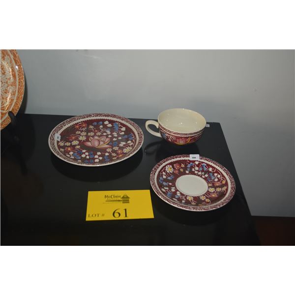 VERNON KILNS DON BLANDING "LEI LANI" CUP, SAUCER & PLATE (SAN MARINO SHAPE) (3 PCS)