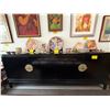Image 1 : BLACK LACQUER BUFFET W/4 DOORS, 18 DRAWERS & SHELVES (95" X 18" X 36")