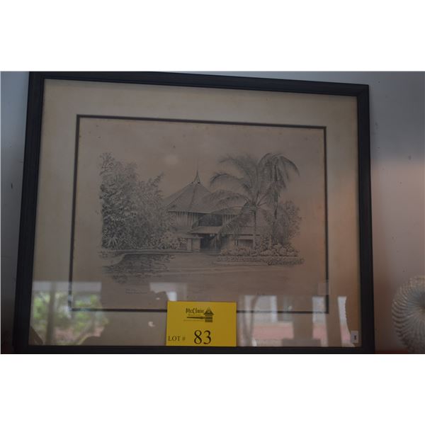 FRAMED PRINT, "KONA INN, KAILUA KONA"; SIGNED DULITT '78 483/500 (22" X 18")