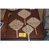 Image 1 : MIXED LOT: WOVEN LAUHALA FANS & SHOE HORN W/DOG MOTIF (5 PCS)