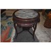 Image 3 : CHINESE REPUBLIC BLACKWOOD ROUND TABLE W/MARBLE TOP (29")