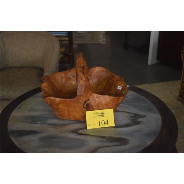 CARVED WOODEN BASKET